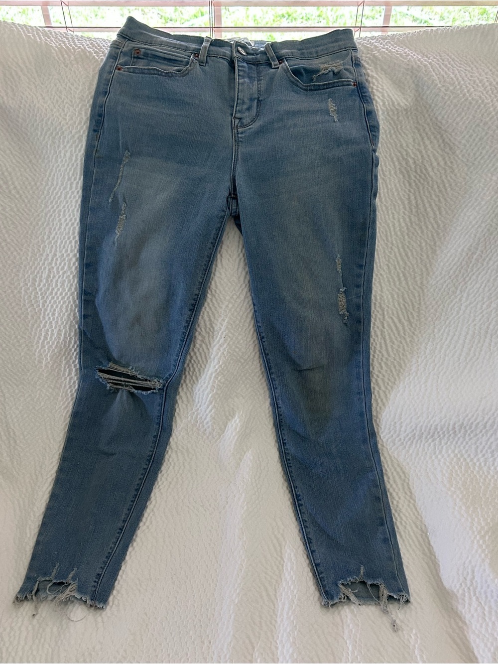 Nicole Miller Distressed Medium Blue Skinny Jeans